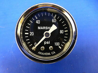Marshall Gauge 0-100 Psi Fuel Pressure Oil Pressure Gauge Black 1.5" Diameter