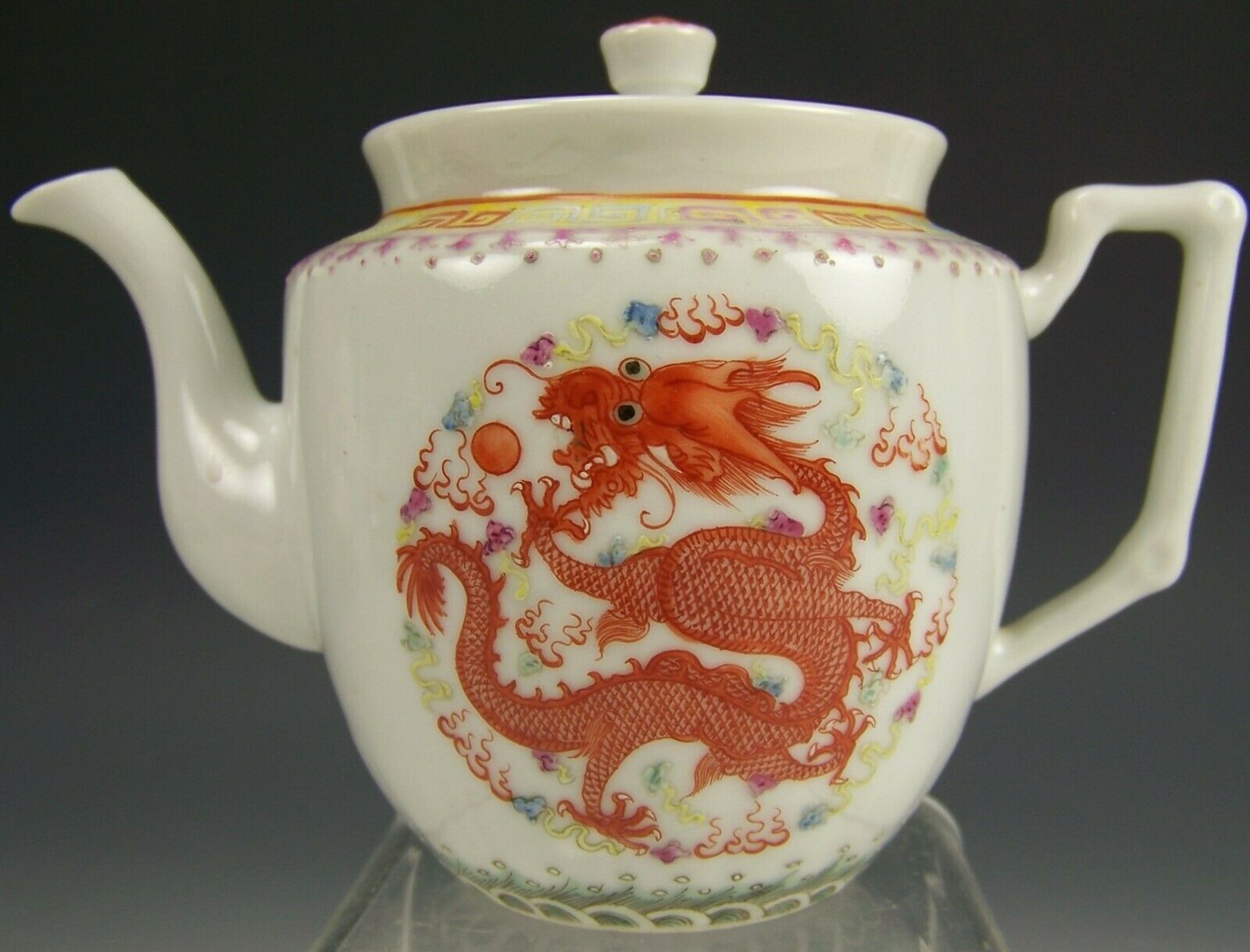 Antique Chinese Kuang Hsu Guangxu Teapot Hand Painted Dragon Phoenix 1874-1908