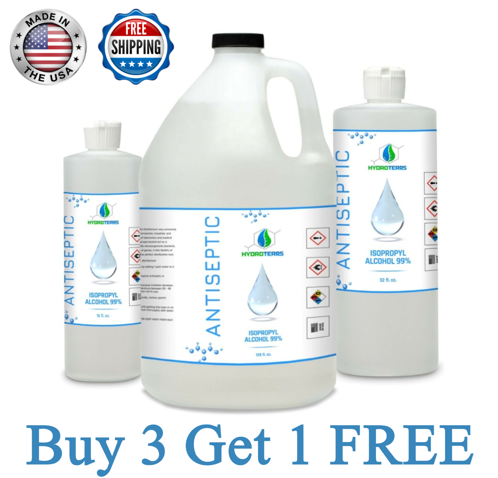 Isopropyl Alcohol 99% for Cleaning, Sanitizing and Disinfecting Rubbing Alcohol