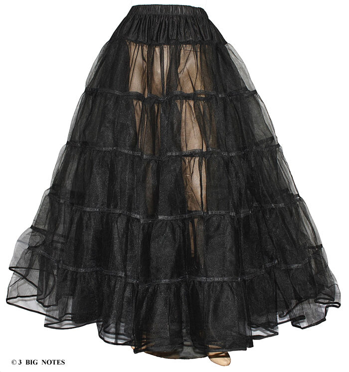 Black Crinoline 4 Victorian Civil War Dress Size S/m