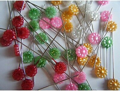 Flower Head Pins pack of 50 great for quilters, heat resistant, long and sharp