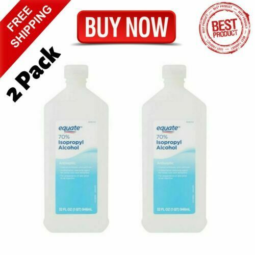 Antiseptic Equate 70% Isopropyl Rubbing Alcohol Antibacterial, 32 Ounce, 2 Pack
