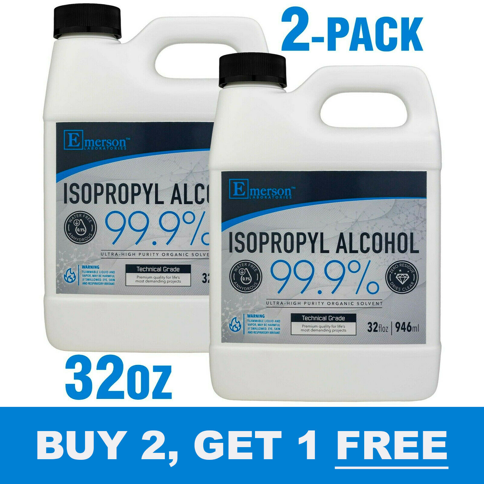 Rubbing Alcohol 99% "plus" Antiseptic (isopropyl Alcohol 99%)- 64oz (1/2 Gallon)