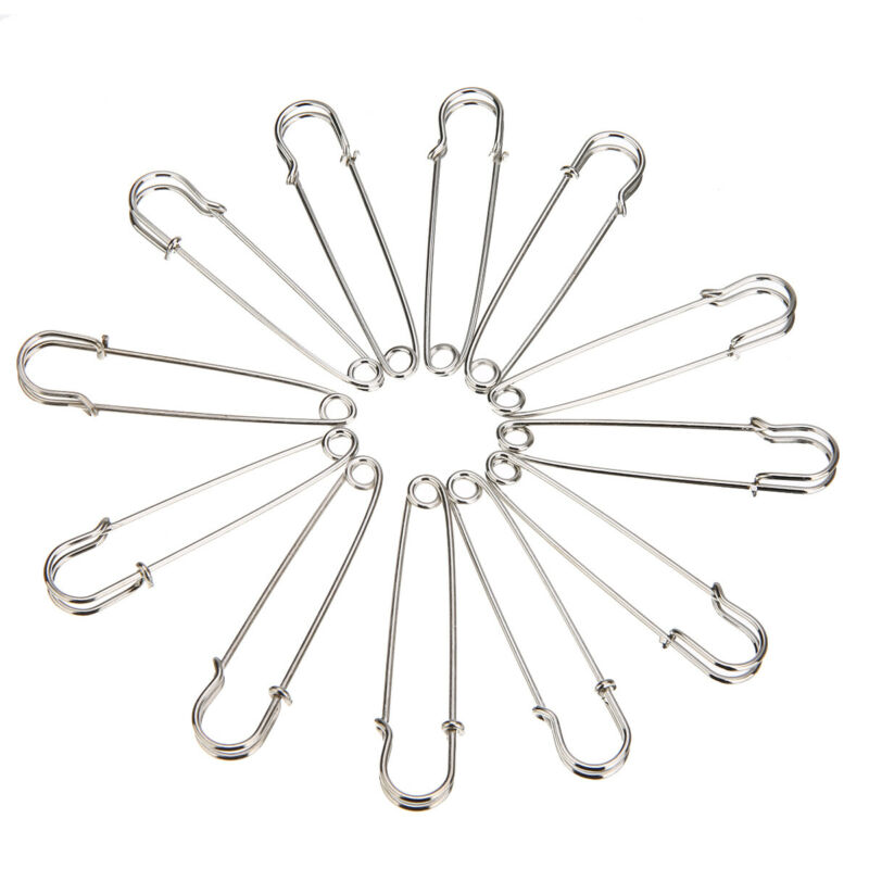 12 x Large Heavy Duty Stainless Steel Big Jumbo Safety Pin Blanket Crafting Set