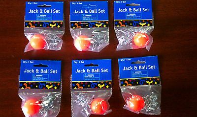 6 Sets Of Metal Jacks And Ball - Classic Game - Birthday Party Give-a-way Kid