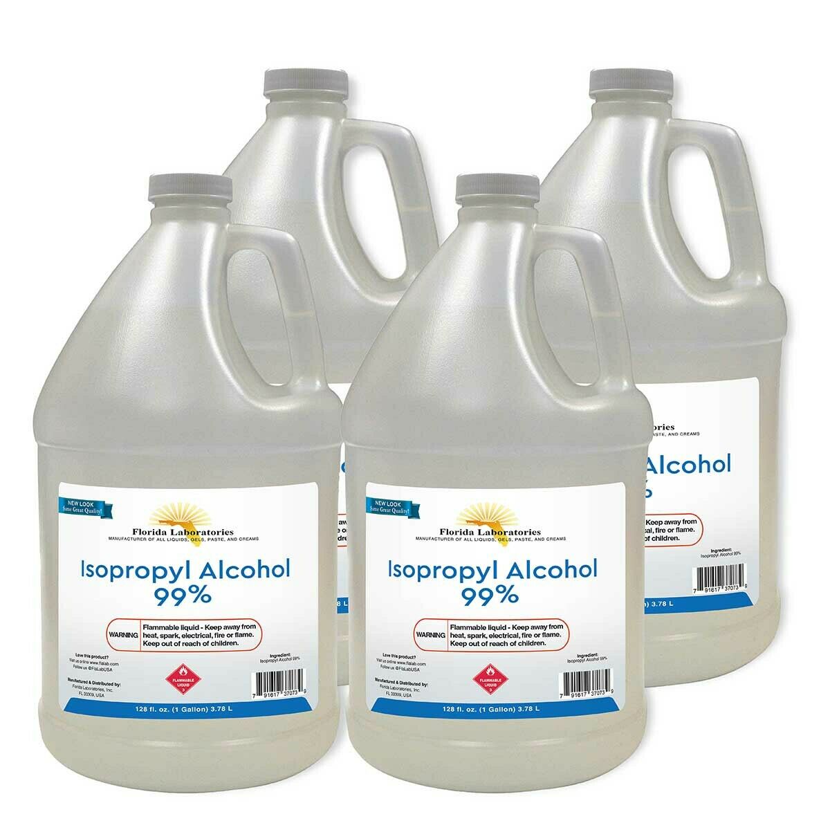 Isopropyl Alcohol 99% High Purity - 4 Gallons - Usa Made - Free Shipping