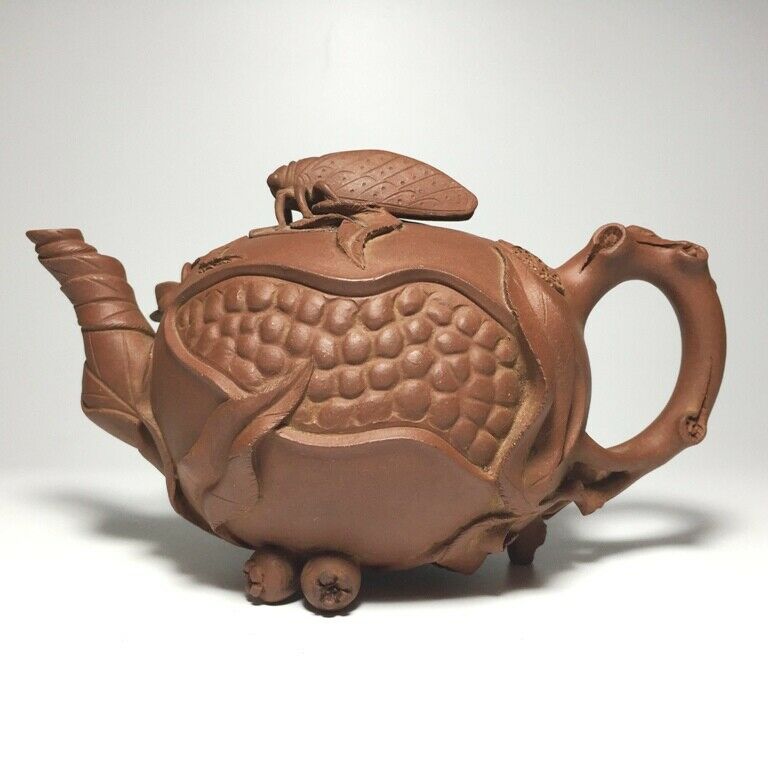Chinese Antique Pomegranate Shape Yixing Purple Clay Teapot
