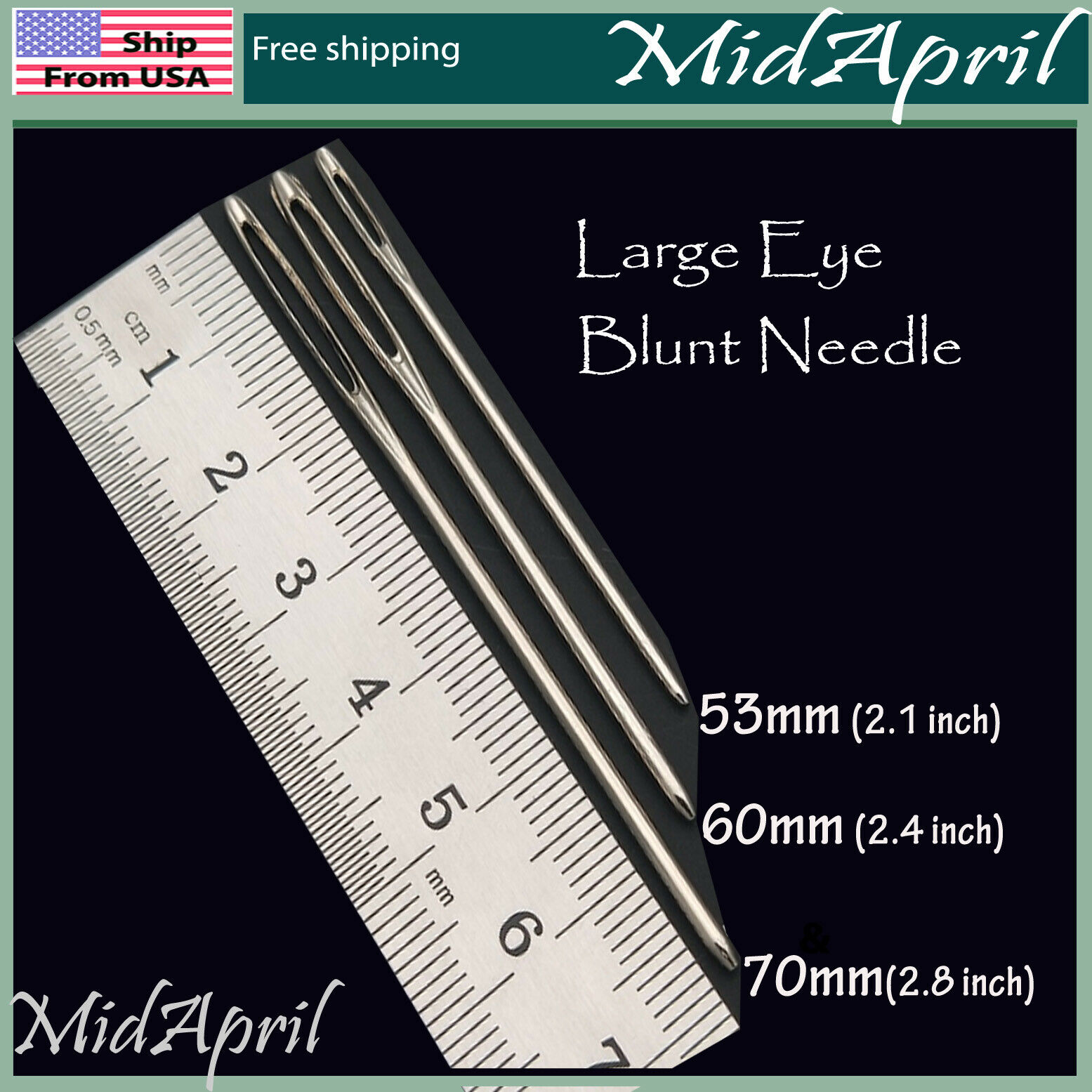 Large Eye Blunt Needles Steel Yarn Knitting Needles Sewing Needles -3 Sizes
