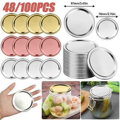 48/100PCS Canning Jar Lids For Mason Jar Regular/Wide Mouth 3 Different Color US