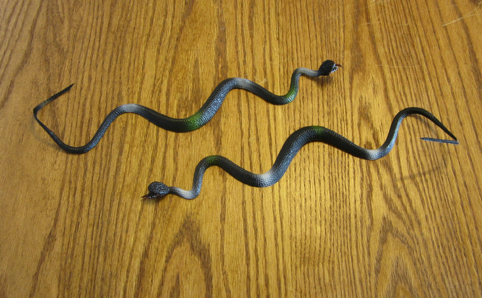 2 New Black Rubber Snakes 24" Toy Reptile Fake Pretend Halloween Snake Gag Gift