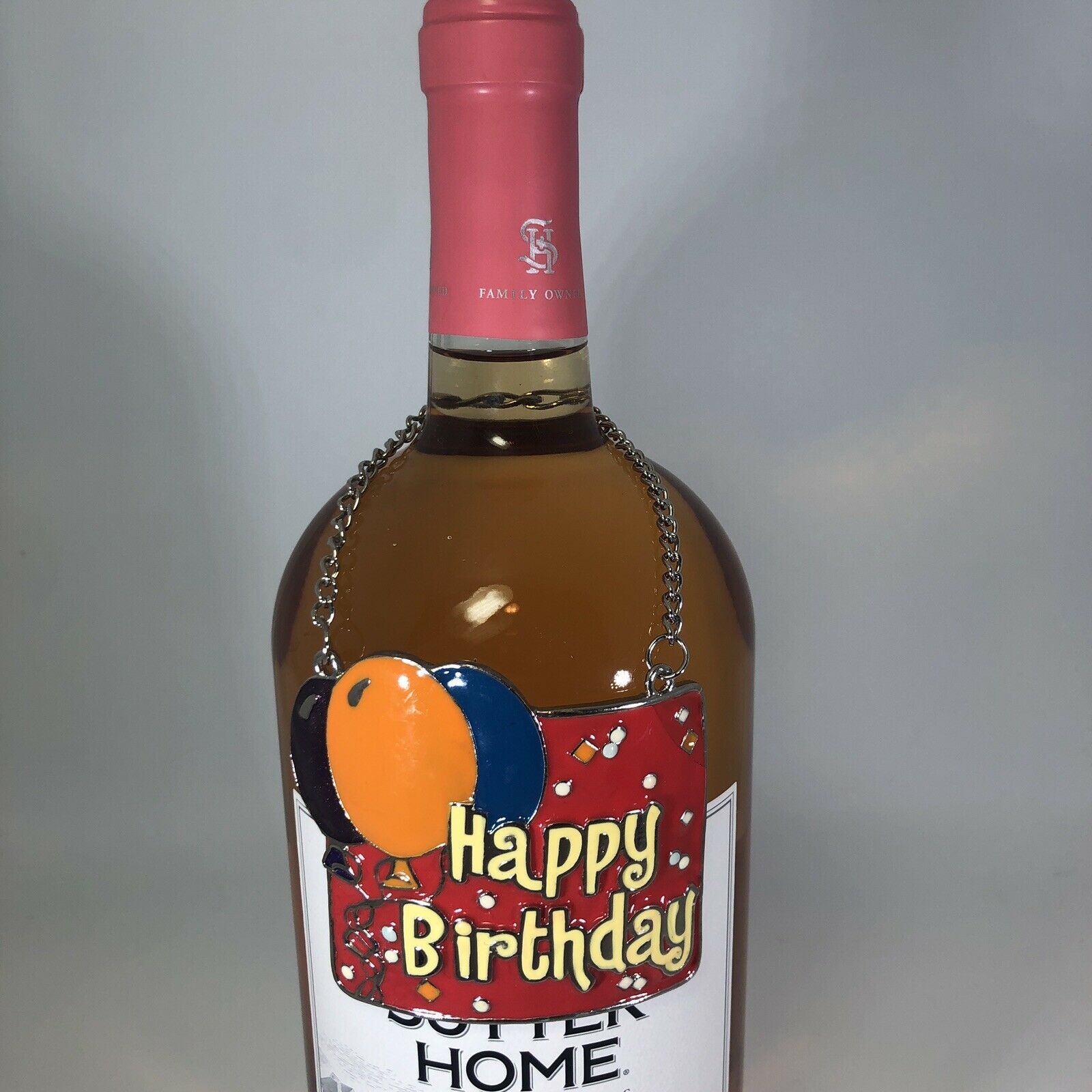 Wine/Liquor Bottle Hanging Sign HAPPY BIRTHDAY Sign Marker Metal Enameled